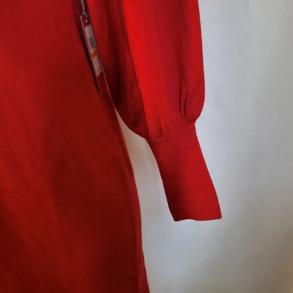 Vince Camuto Red Knit Dress Women Size Small Knee Length Ribbed,  NWT - Picture 3 of 6